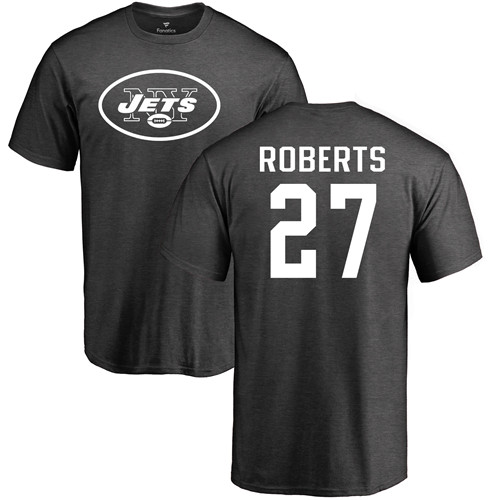 New York Jets Men Ash Darryl Roberts One Color NFL Football #27 T Shirt